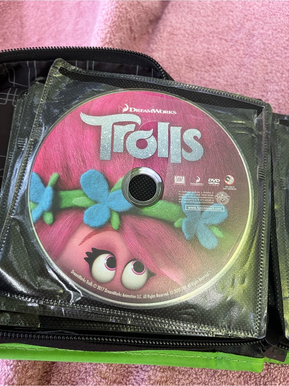 DreamWorks Trolls DVD - Pink Disc with Blue & Green Floral Headband